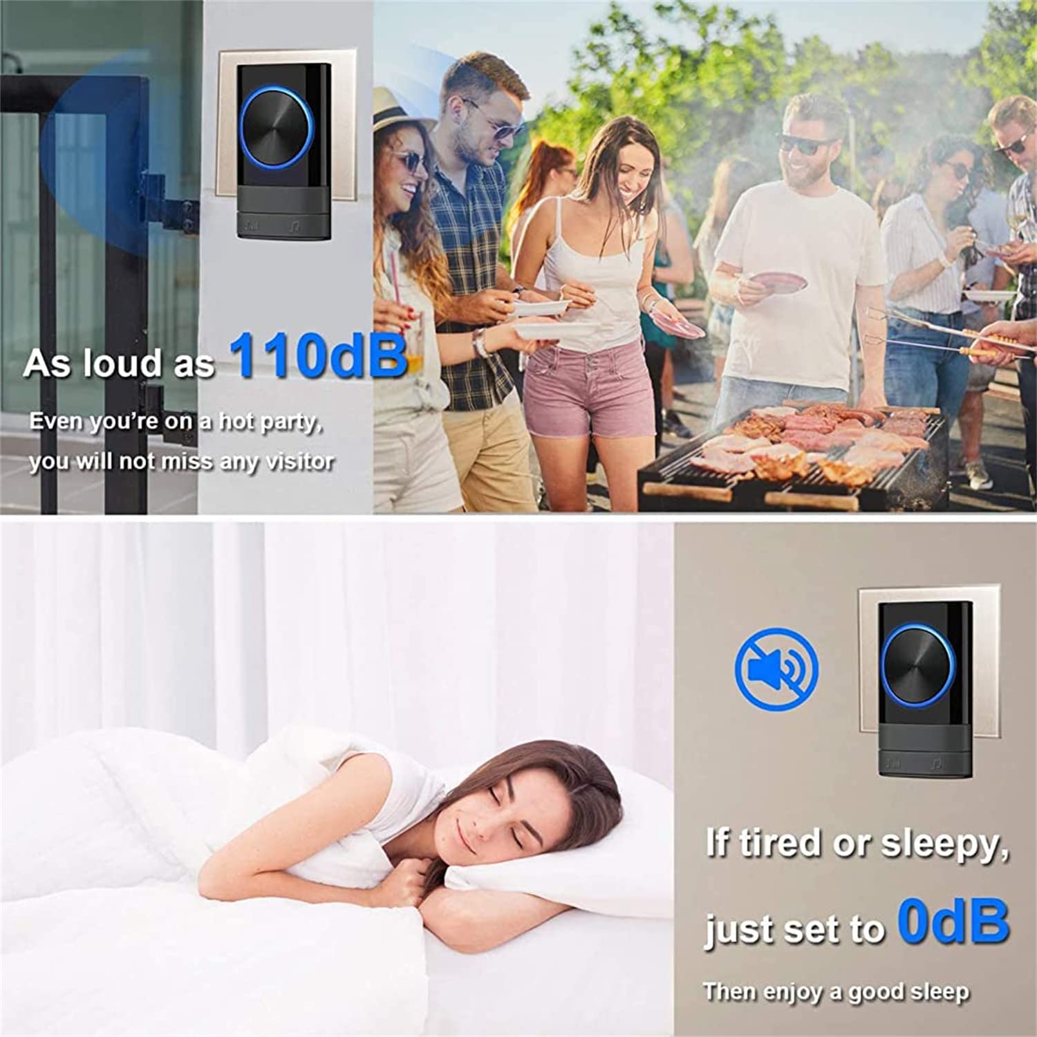 Supvox Wireless Doorbell for Home with Flash Light and 328ft Range | Self-Powered Battery Free Design