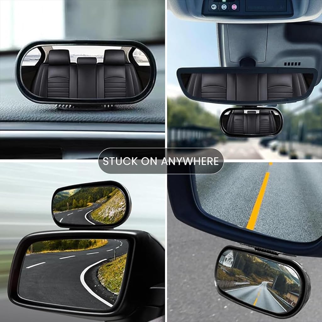 STHIRA® 2PCS Blind Spot Mirror For Car Curved HD Outside Strong Backing Glue 360° Fine Adjusting For Van SUV Trucks