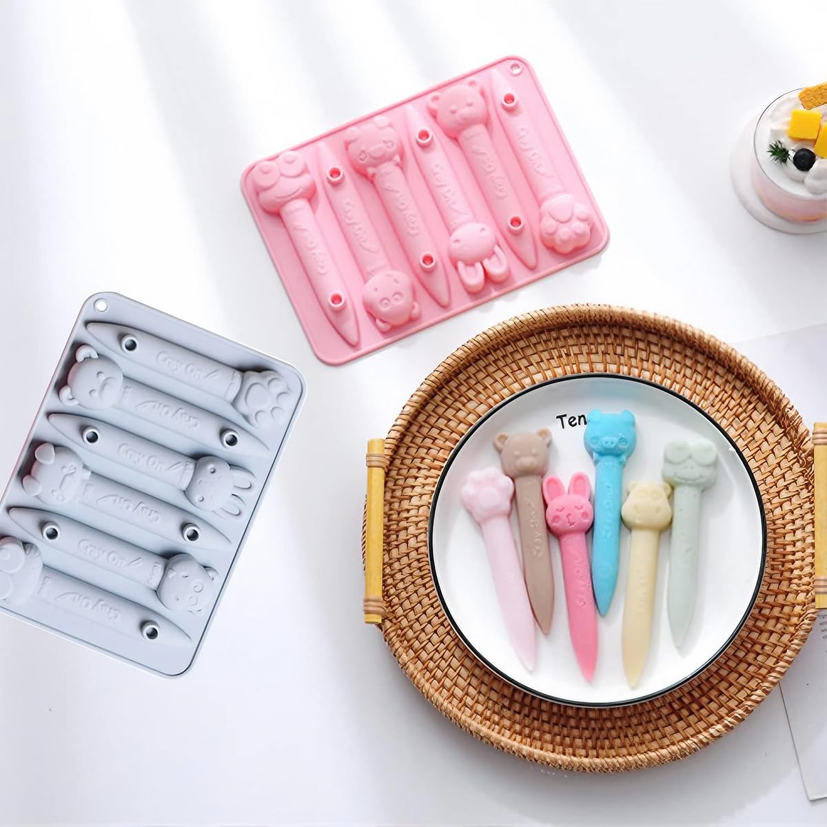 HASTHIP Crayon Mold for DIY Crafts with Six Cavity 3D Design in Flexible Silicone | Kids Art