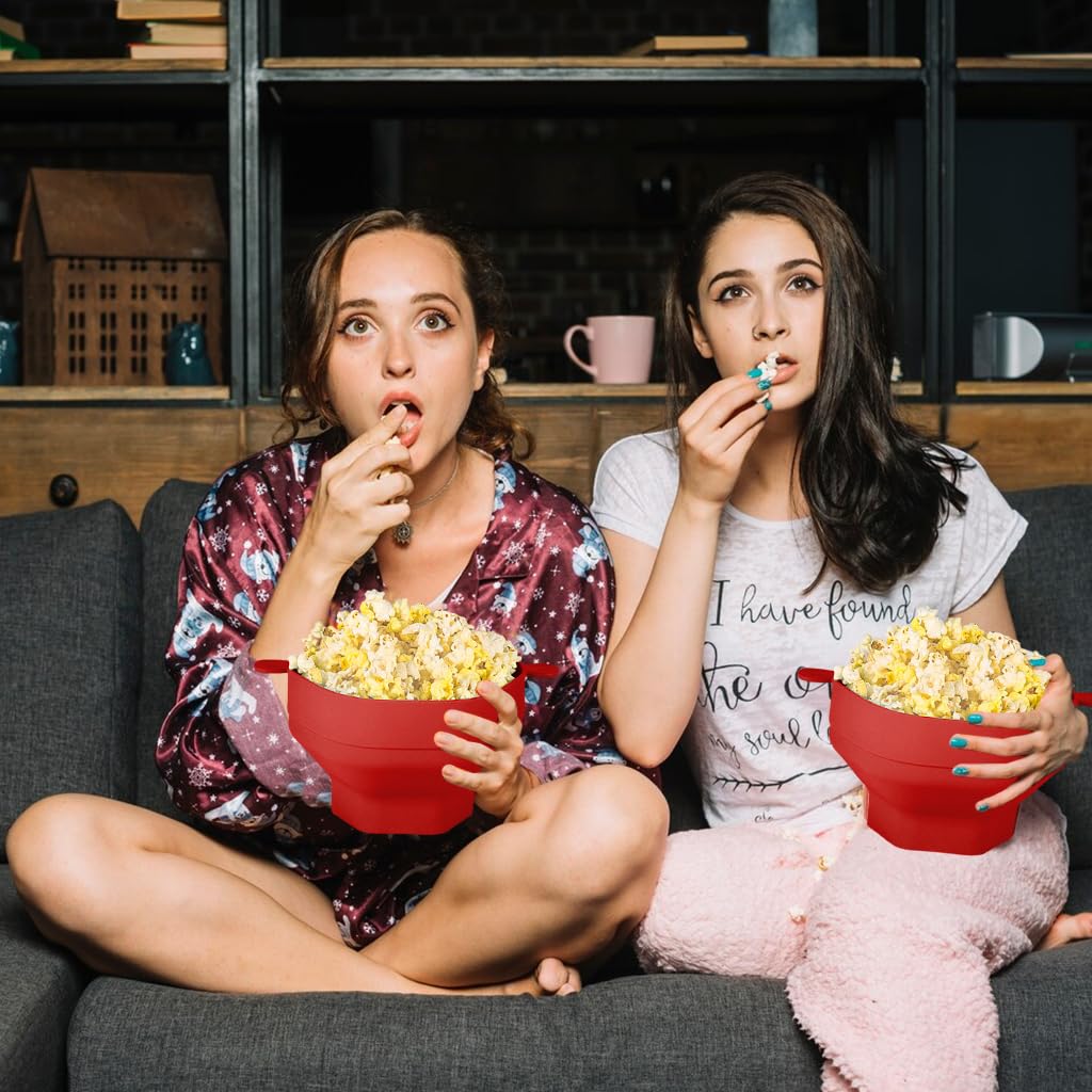 HASTHIP Microwave Popcorn Maker for 2-3 Servings with Dual Ear & Folding Design | 220° Heat Resistant BPA-Free Silicone