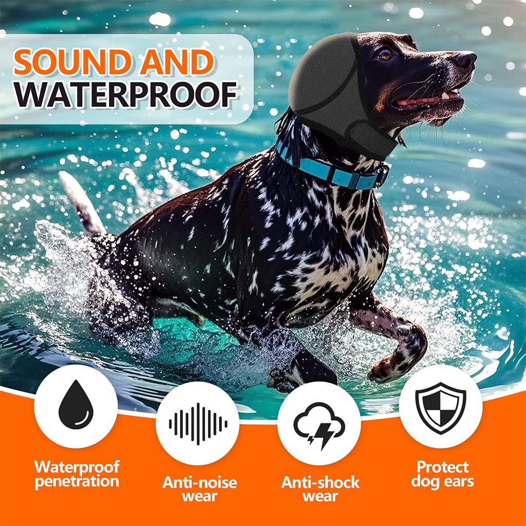 Qpets Dog Ear Protectors for Anxiety Relief with Adjustable Chin Strap | 2PCS Noise Reduction Headwear