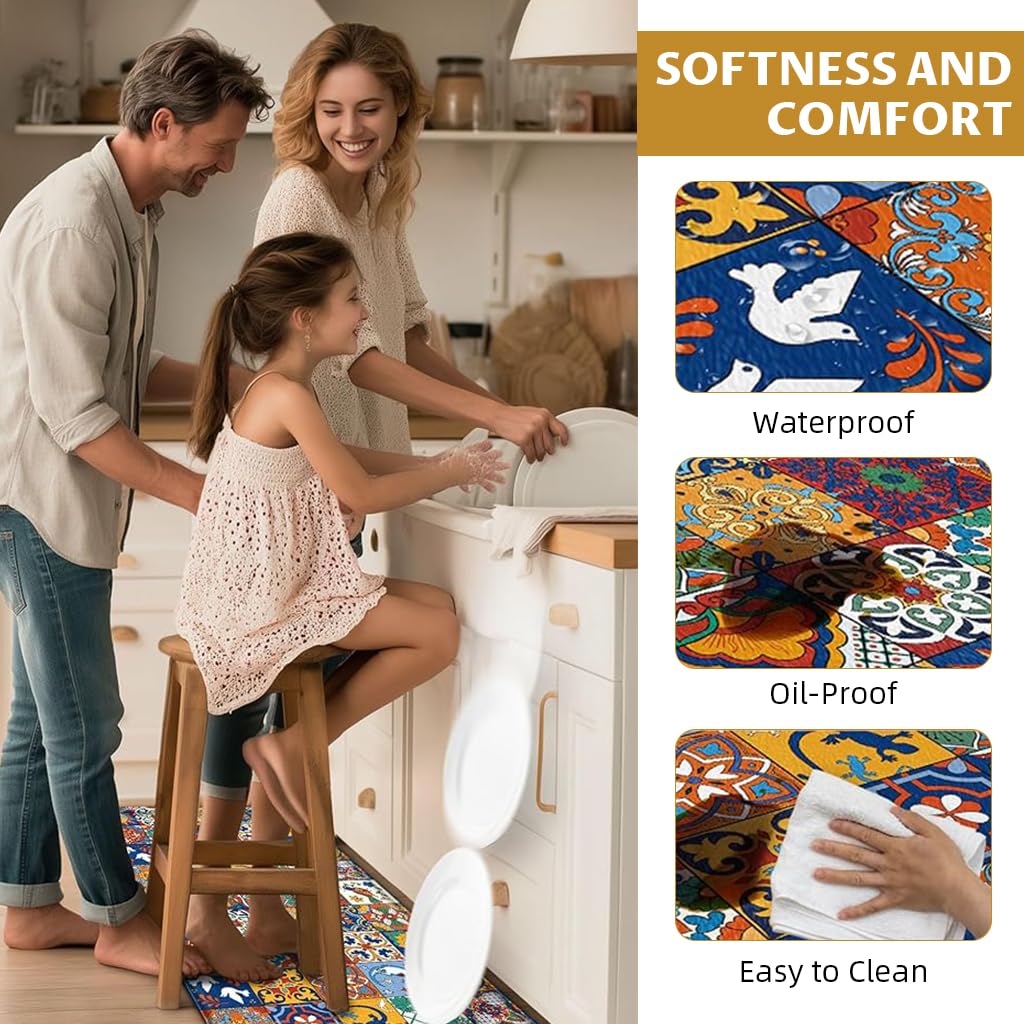 Supvox Kitchen Mats for Floor with Non Slip Backing and Velvet Cushion | Set of 2 40x60cm & 40x120cm