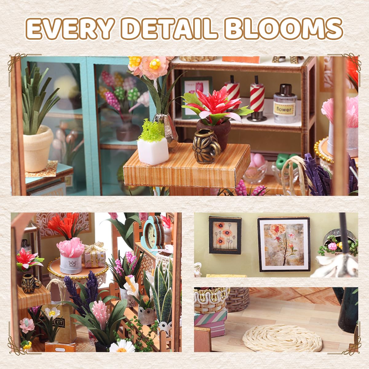 PATPAT DIY Miniature House Kit for Adults featuring LED Light and 7.87x7.87x7.08 in Design | Lovely Wooden Dollhouse Craft