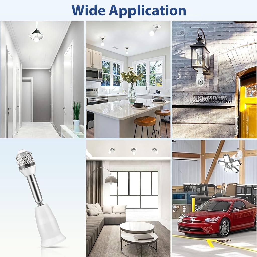 ELEPHANTBOAT Swivel Extension Socket for E27 Bulb with 180° Rotation and 5.5 in Length | 2Pcs