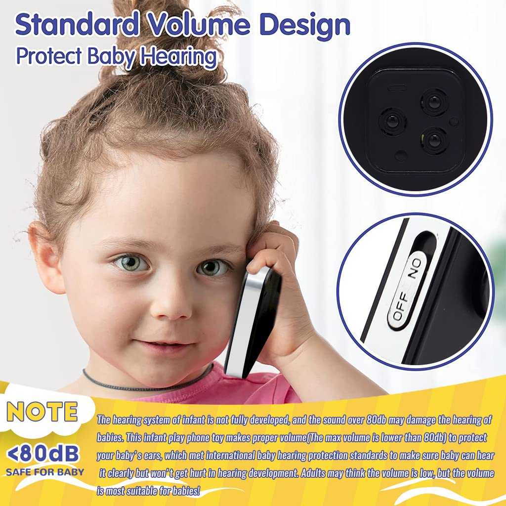 PATPAT Toy Phone for Kids, Battery Powered Kids Mobile Phone Toy, Dummy Phone for Babies, Kids Mobile Toy, Baby Phone Toys with Music Dummy Mobile Phone Christmas Gift for Boys Girls - Black