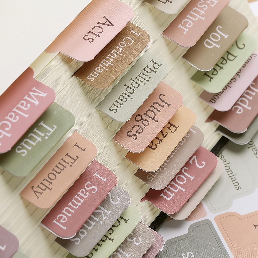 Climberty OFIFO Bible Tabs for Study and Journaling with 75 Laminated Boho Index | 3.5x3.5cm