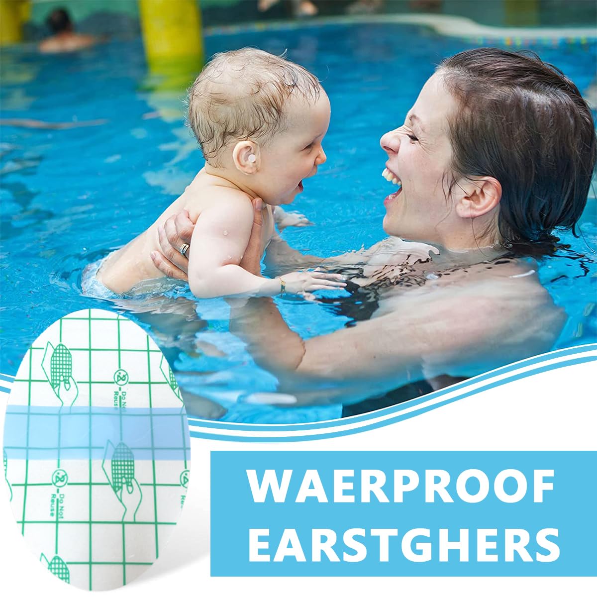 HANNEA Waterproof Ear Stickers for Swimming and Shower featuring Self Adhesive PU Film | 40pcs Set