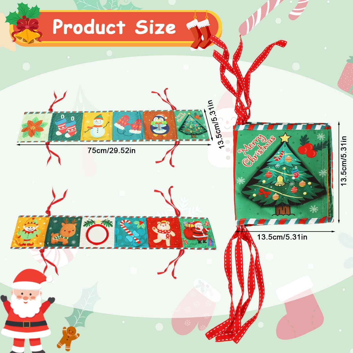 SNOWIE SOFT Baby Cloth Book for Crib Play with 3D Mirror & Squeaky Toy 115x70cm | Soft Cloth for Infants