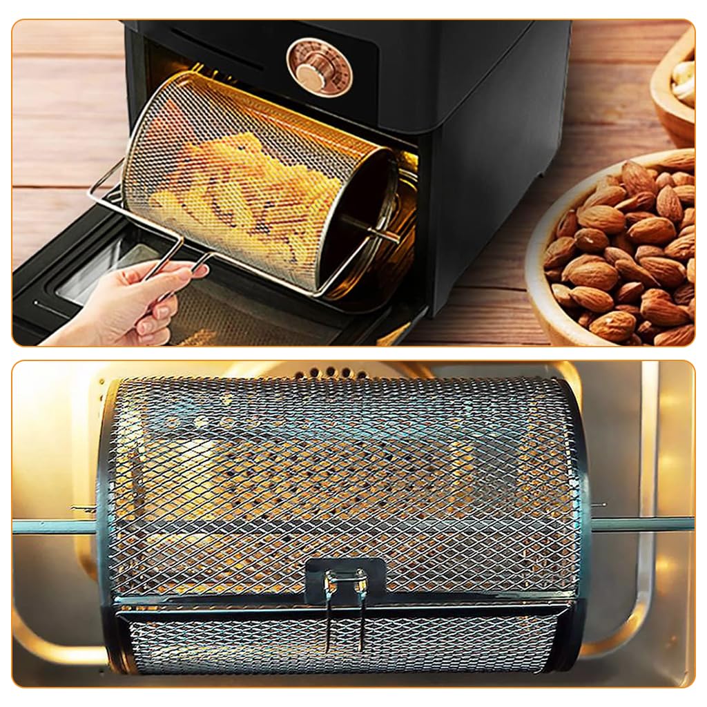 Supvox Air Fryer Rotisserie Basket for Roasts and Vegetables 12x18cm with Lock Clasp | Stainless Steel Grill Cage