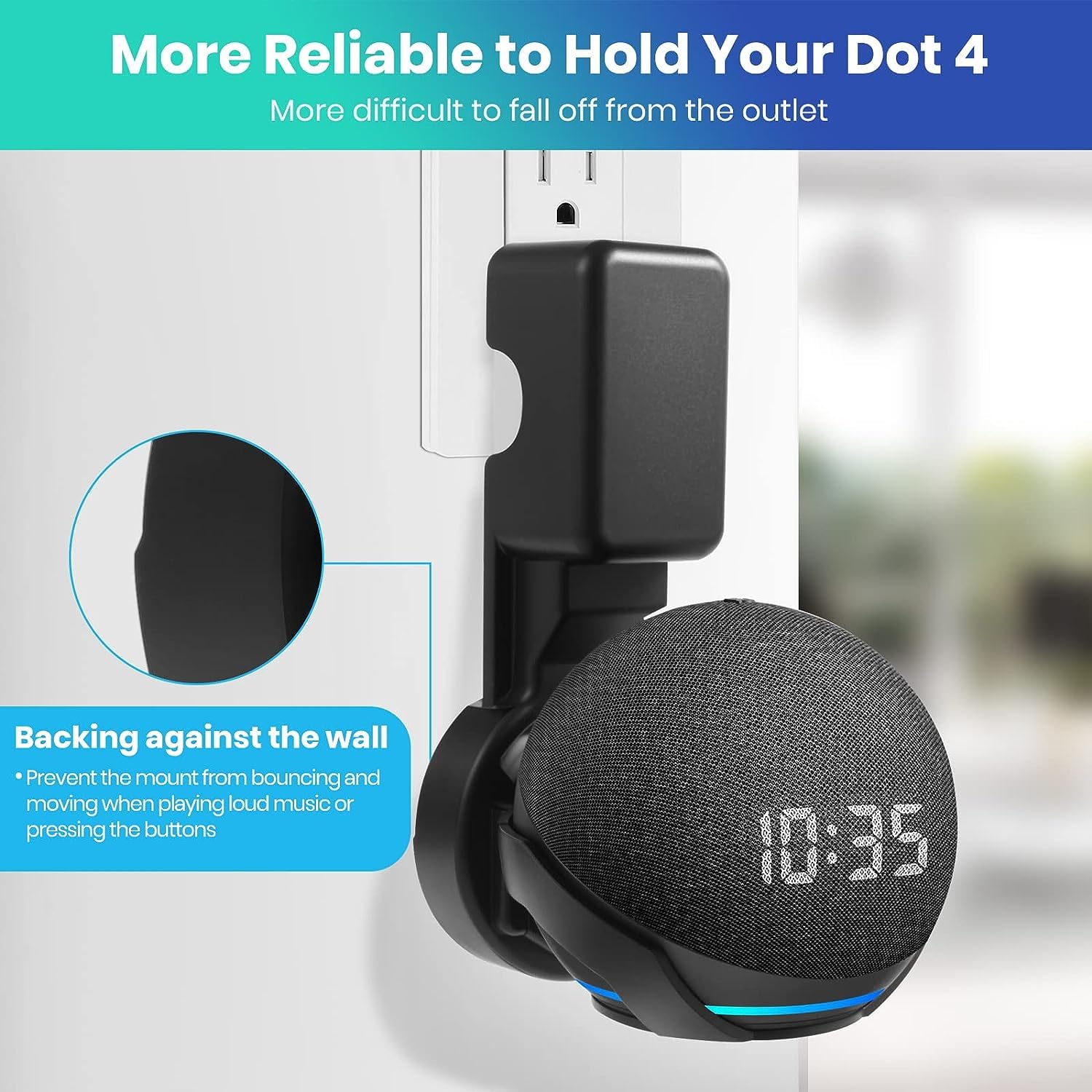Zeitel Wall Holder for Echo Dot 4th and 5th Gen with 18×10.5×10.5 cm Fit | Heavy Duty Plastic Cord Management Mount