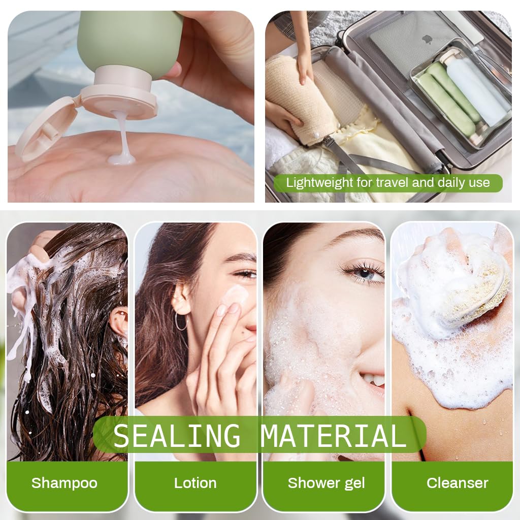 MAYCREATE Travel Bottle Kit for Toiletries with 9PCS 100ml Leakproof PE Bottles and Pouch