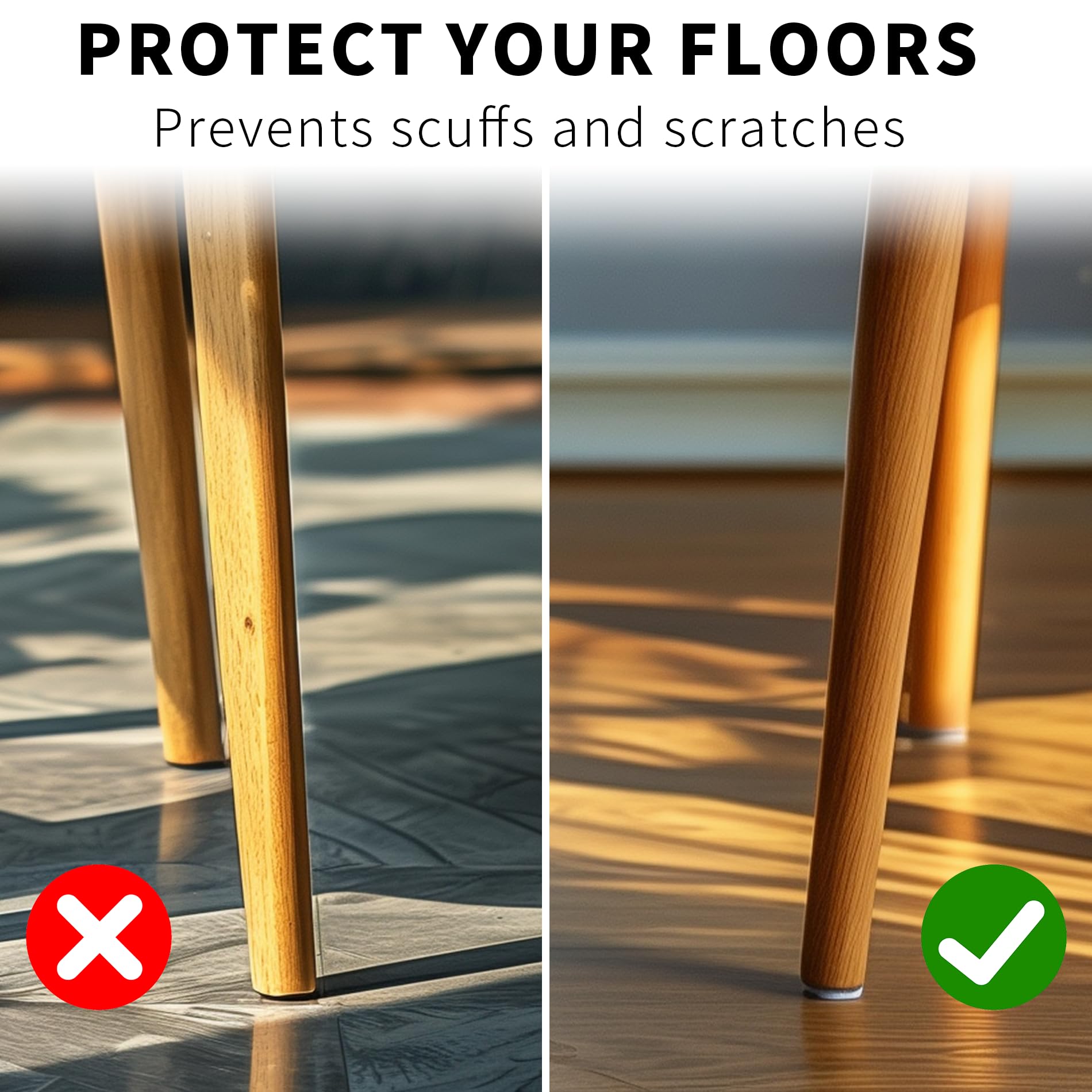 Zibuyu Felt Furniture Feet Pads for Floor Protection with 80pcs 3 Sizes | Self-Adhesive Beige