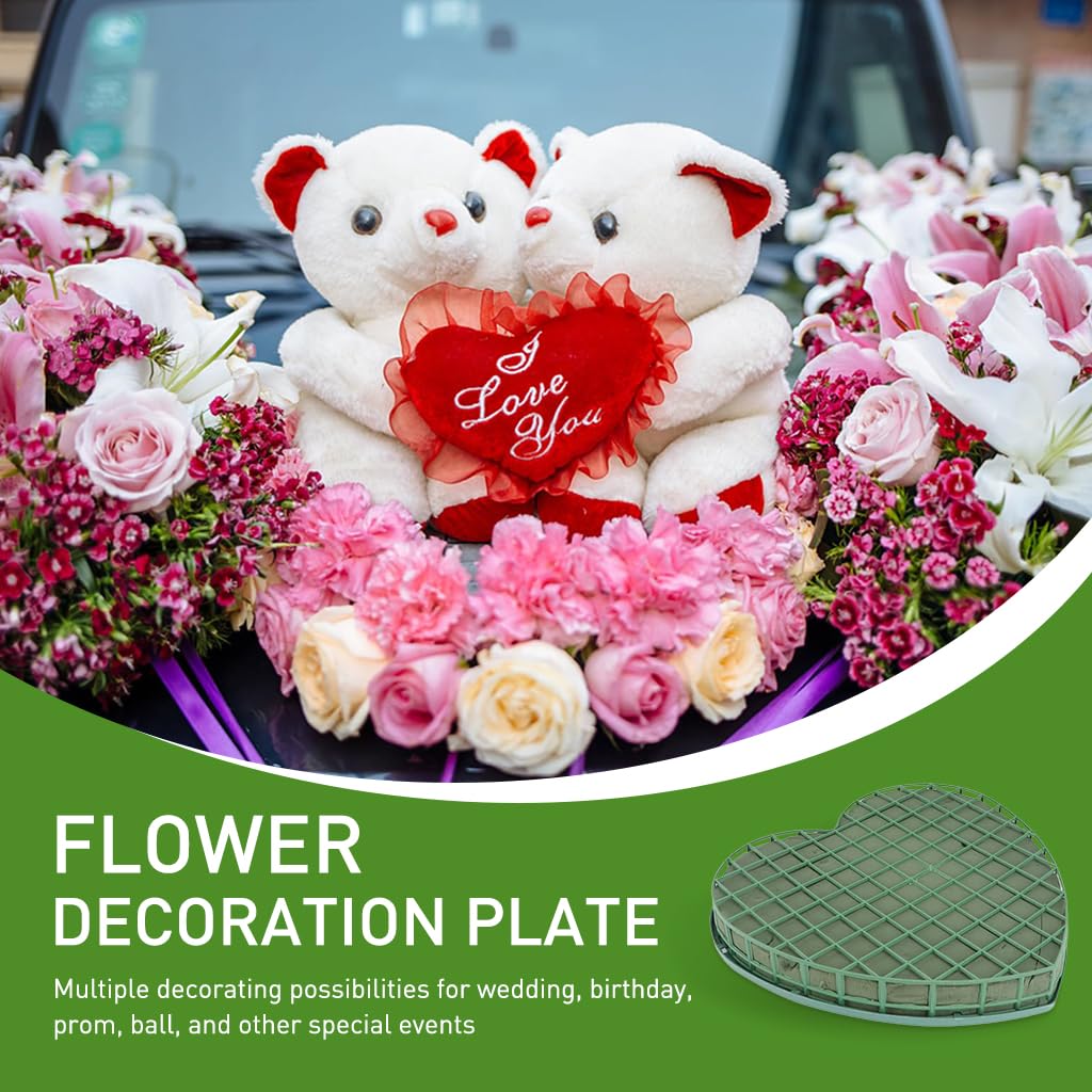 HASTHIP Heart Shape Floral Foam Frame for Wedding Car Decoration with Suction Cups | 20x21cm Plastic Arrangement Frame