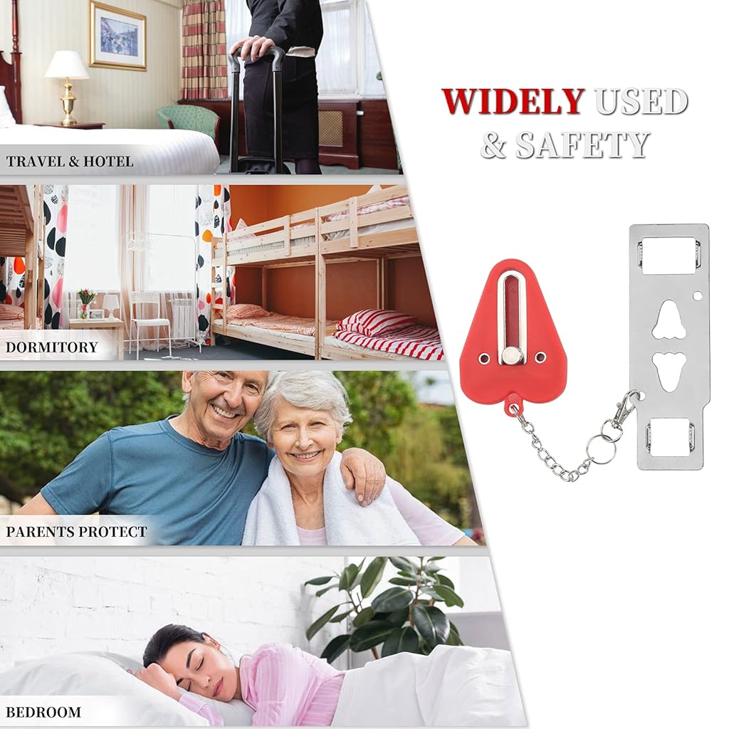 HASTHIP® Portable Door Lock Travel Chain Prevent Unauthorized Entry Additional Security Privacy for Hotel Home Apartment Dorm 6PCS