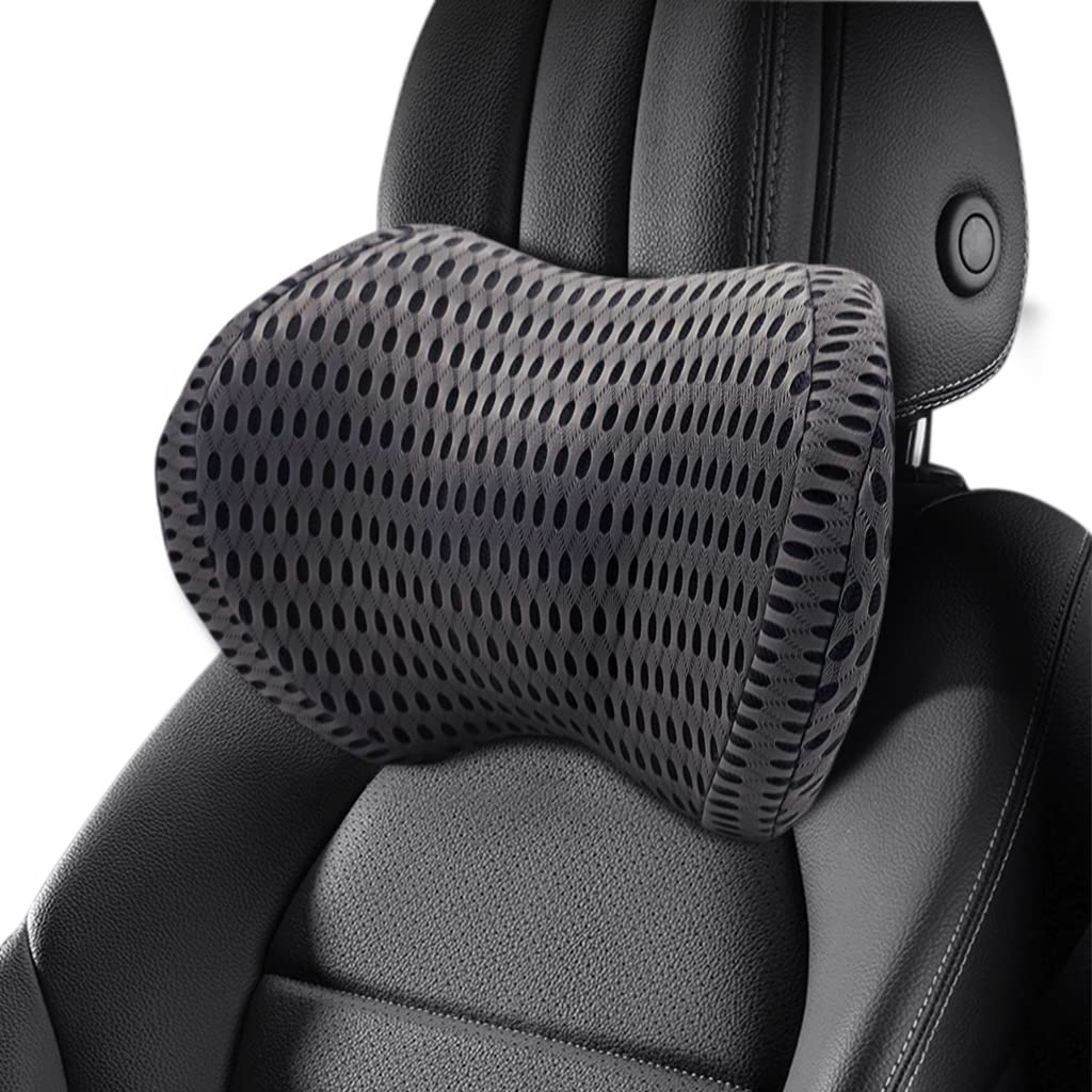 STHIRA Car Neck Rest Pillow for Driving with Adjustable Strap and Ergonomic Curve Design | 30cm Breathable Memory Foam Support