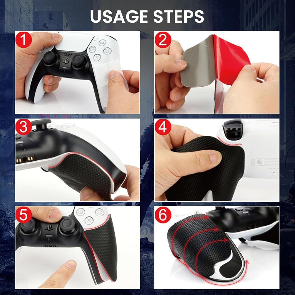 ZORBES Game Controller Grip Covers for PS5 Game Controller Anti-Slip Textured Silicone Game Controller Overgrip Self Adhesive AME Controller Grips for PS5 Game Controller