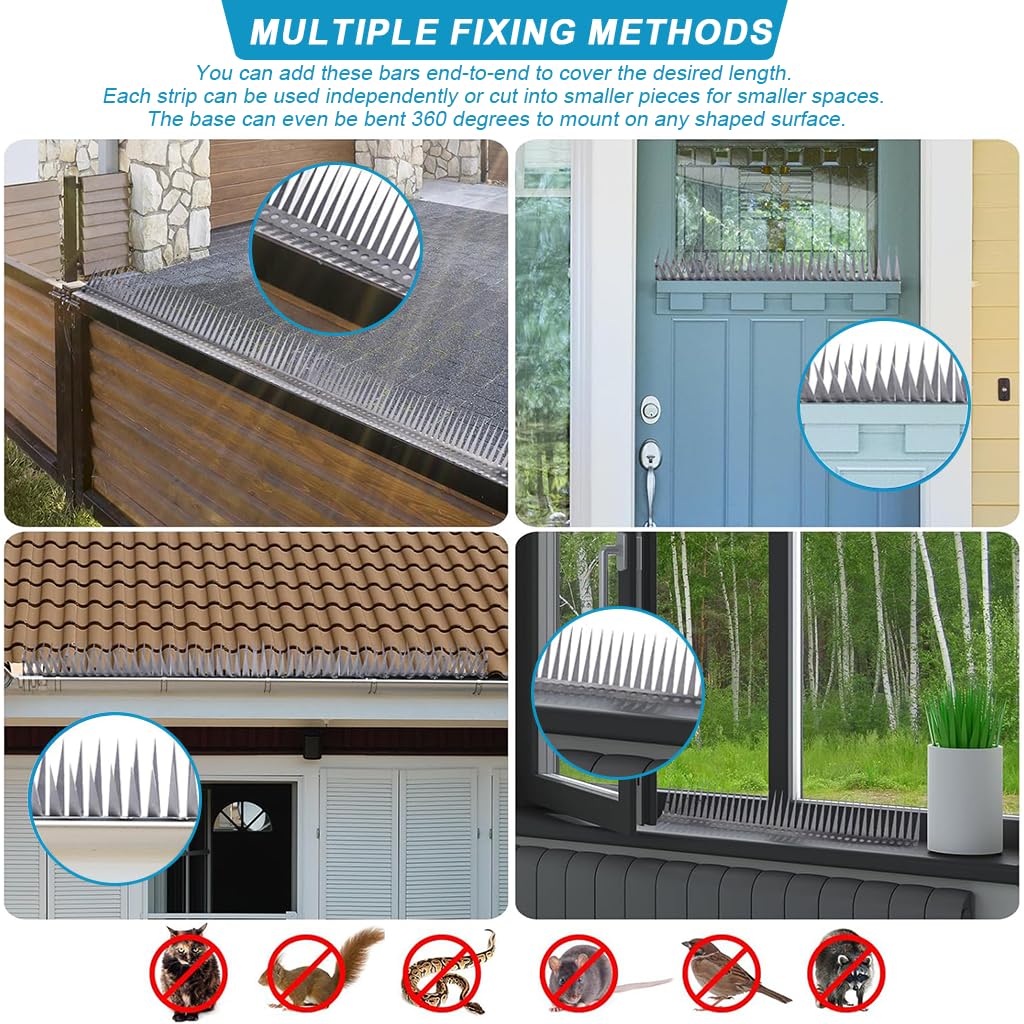 HASTHIP Anti Bird Spike Strips for Pigeons and Cats with Dual Row Design 0.5 m Stainless Steel | Easy Installation