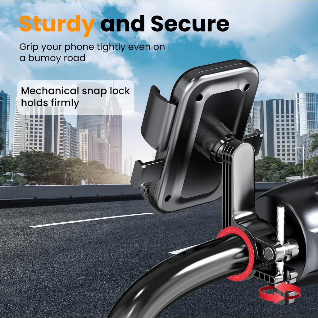 ZORBES Riding Phone Mount for Bikes with 360° Rotation and Screw-Fixed Handlebar | Anti-Slip 6-Claw Holder for Most Smartphones