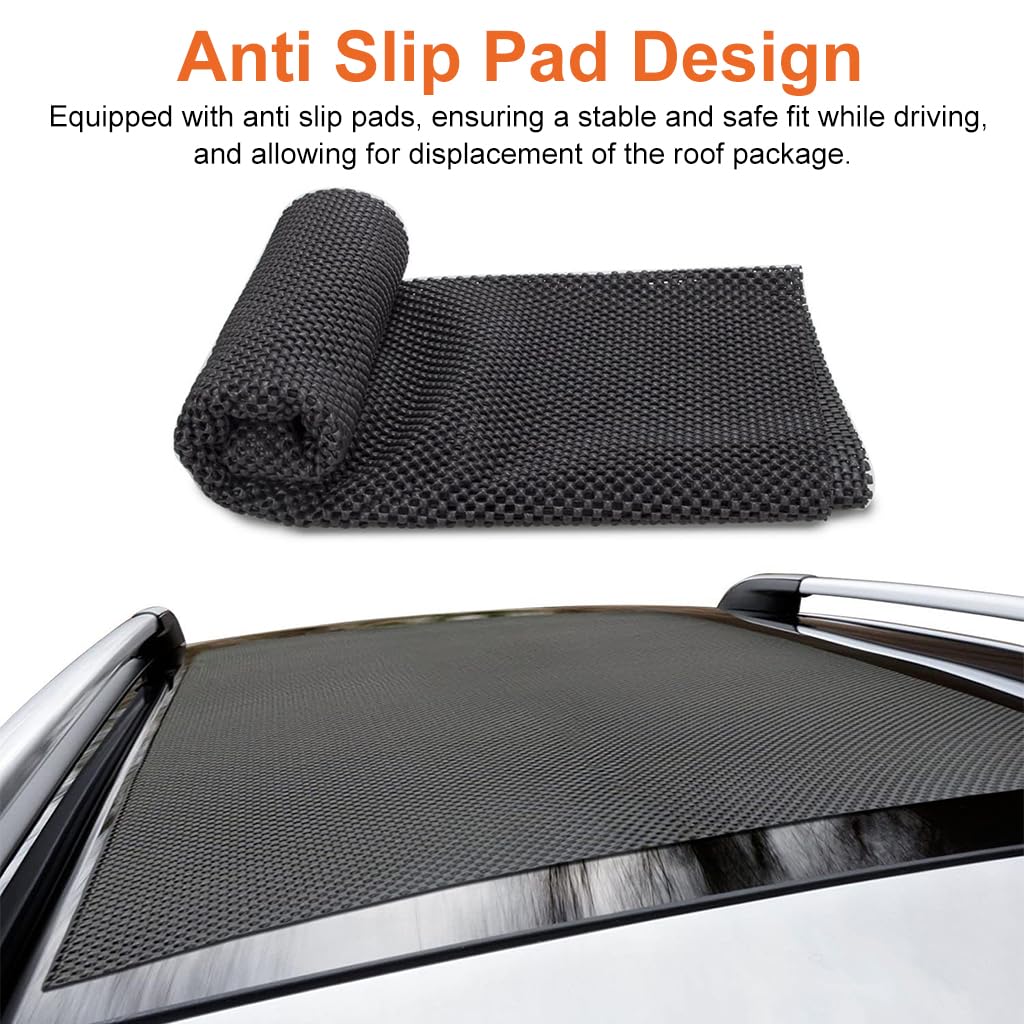 STHIRA® Large Car Roof Luggage Bag 420D Heavy Duty Oxford Cloth Car Roof Luggage Bag Waterproof UV-Proof Car Rooftop Luggage Bag 400L Rooftop Luggage Bag with Quick Release Buckle & Anti-Slip Mat