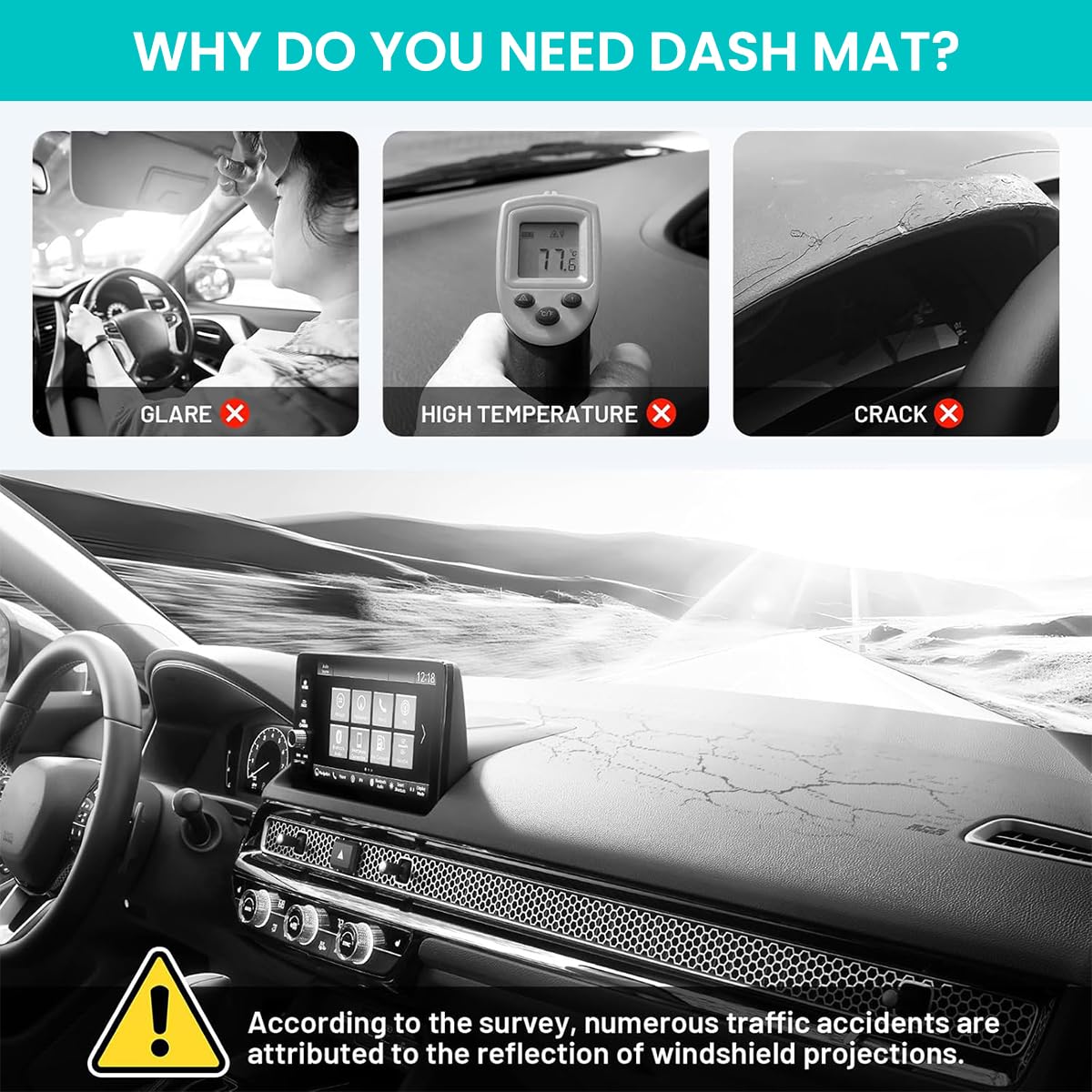 STHIRA Compatible Ertiga 2019–2024 Dashboard Protector with Silicone UV Shield | 2PCS Anti Slip Cover