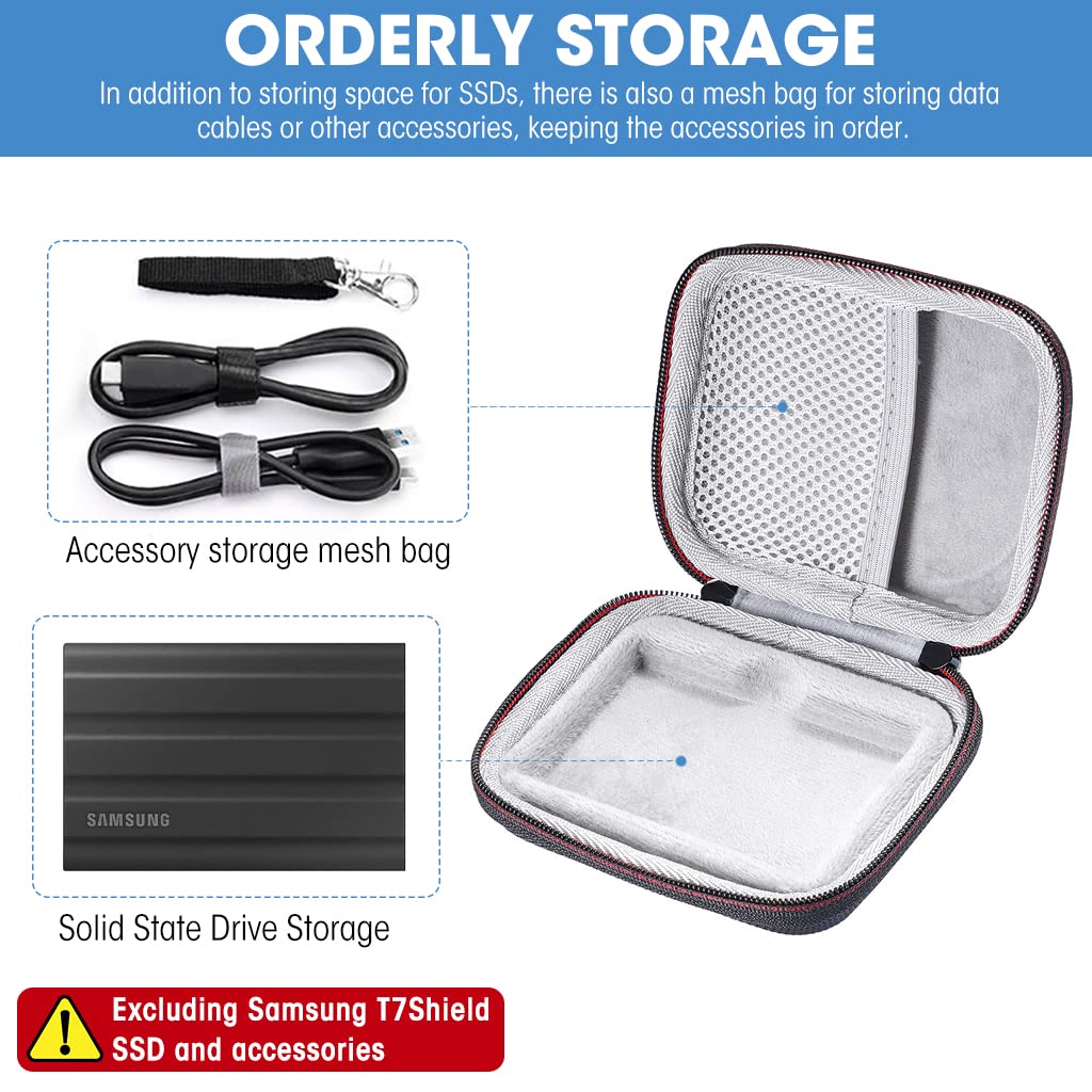 Zeitel Carrying Case for Samsung T7 Shield SSD featuring 5.51×3.93×1.37 in EVA Protection | Black Travel Storage Bag