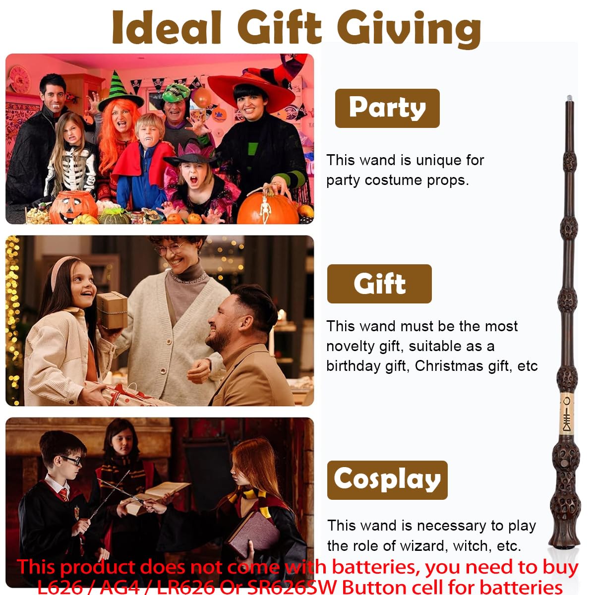 PATPAT Wizard Wand Gift Set for Cosplay and Photography with Illuminating Resin Wand and Golden Snitch Necklace | Collectible Gift Box for Fans