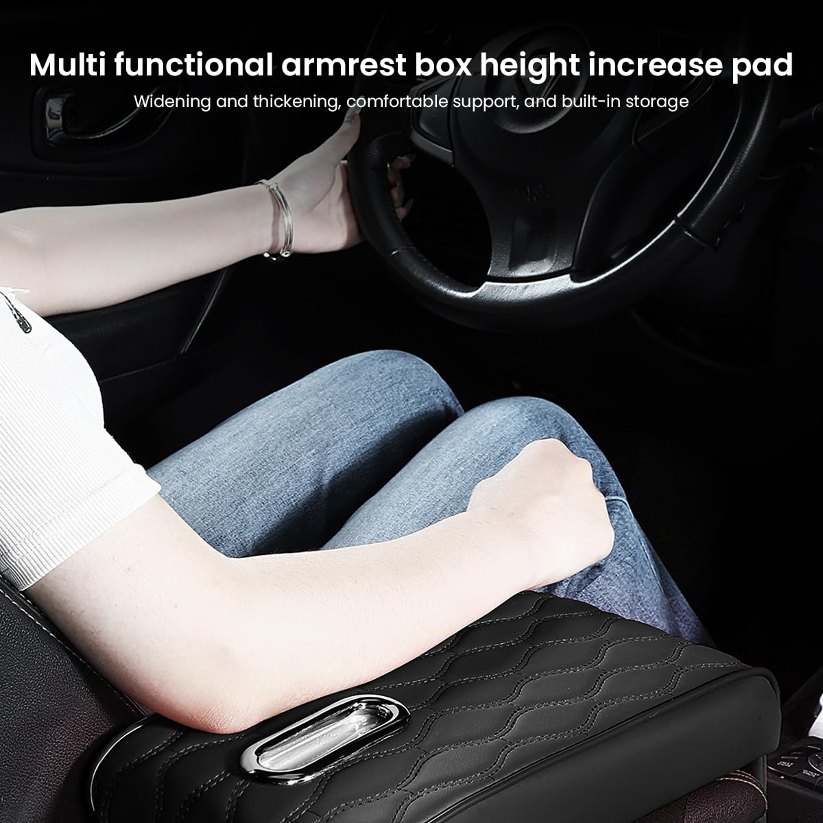 STHIRA Leather Armrest for Car with Ergonomic Memory Foam Support | Universal Fit Cushion