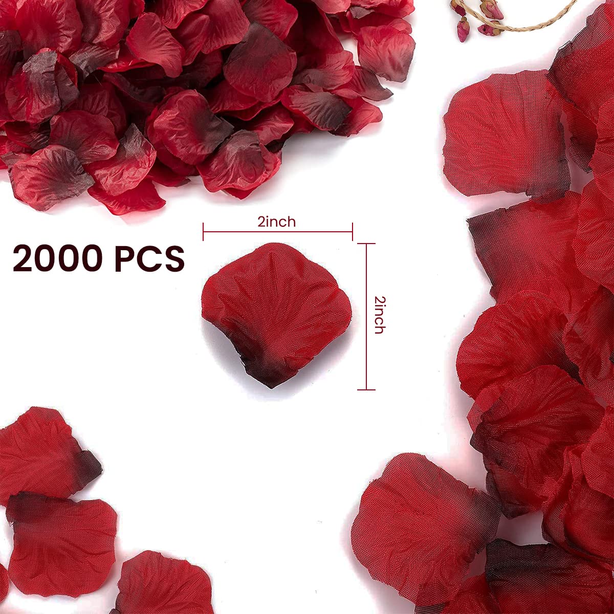 HASTHIP Silk Rose Petals for Wedding and Romantic Decor featuring 2000 pcs 1.61x1.81 in Red | Ideal for Proposals and Anniversaries