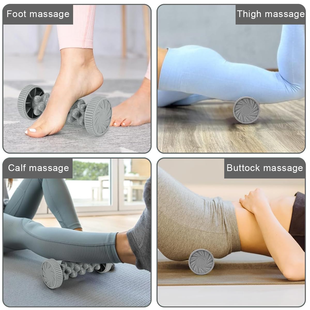 HANNEA Foot Massage Roller for Pain Relief featuring Side Wheels and Hard Massage Nubs 18x8 cm