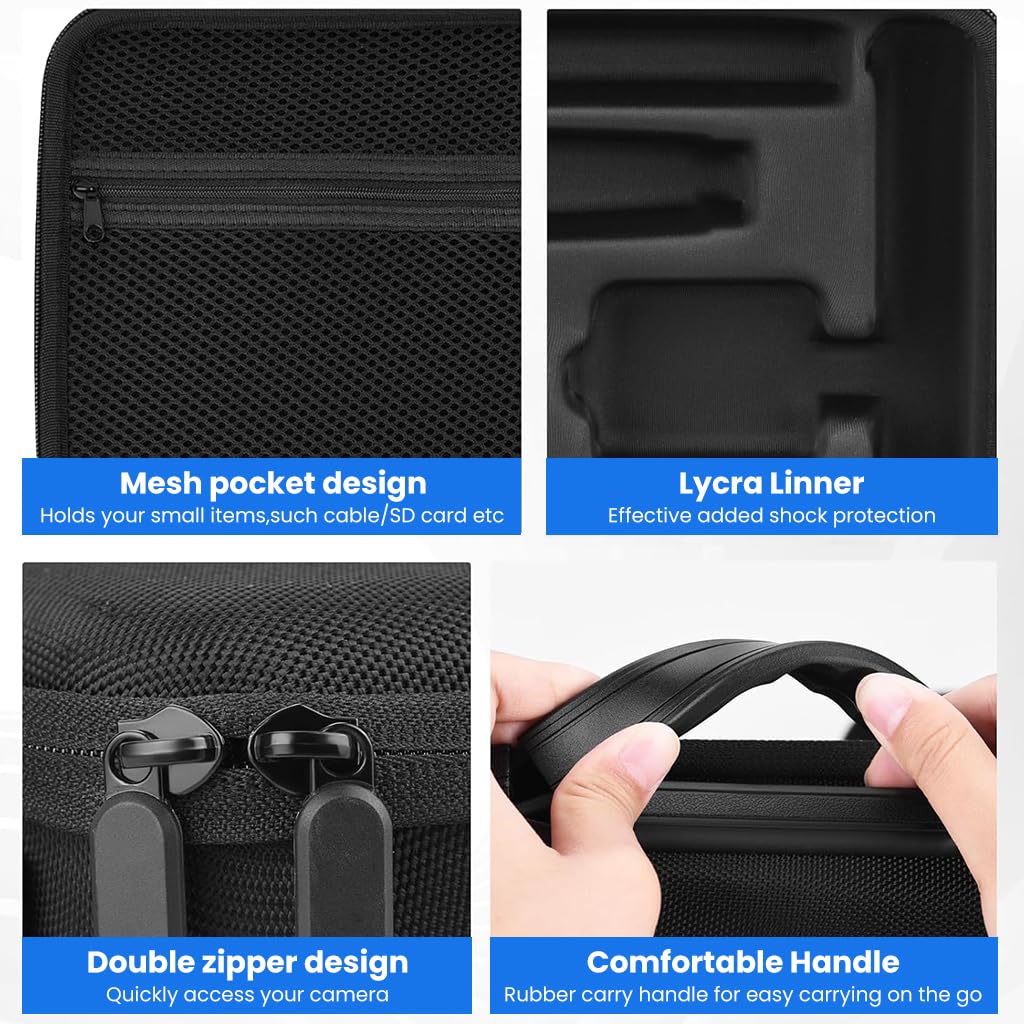ZORBES Carrying Case for Insta360 X4 and X5 with EVA Hard Shell and Shoulder Strap | Travel Storage Bag