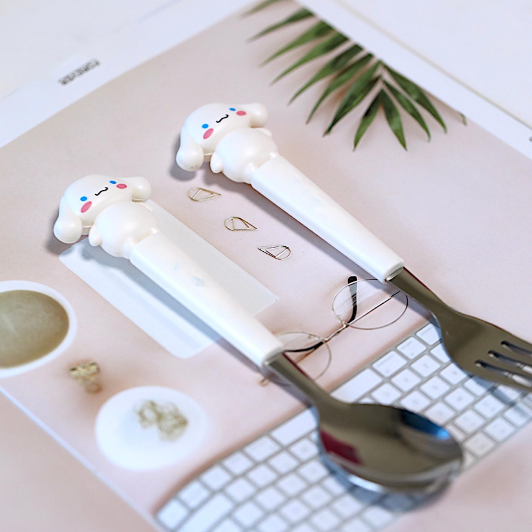 Supvox Spoon Fork Combo Set 4PCS 7.87 in with Storage Case for Kids Lunch Box | Cute Cinnamoroll Design