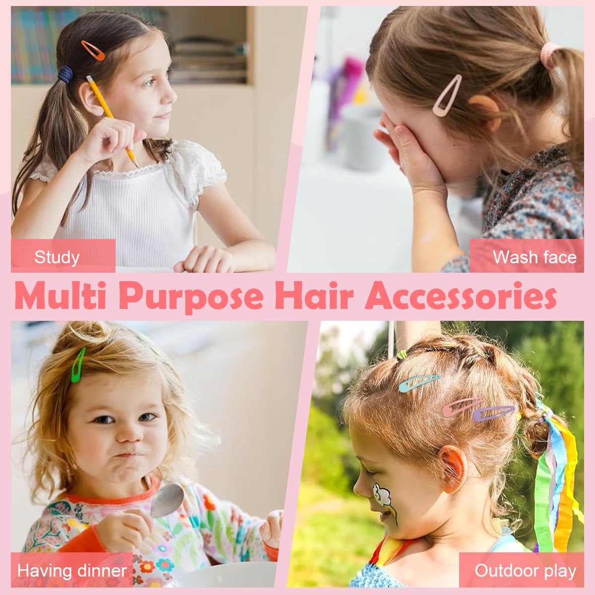 PATPAT Hair Clips for Girls with Mesh Drawstring Bag featuring 40 Alloy Rainbow Pins | Daily Styling Accessory