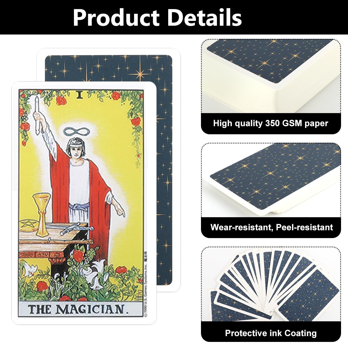 PATPAT Tarot Card Deck Set for Beginners with 78 Cards and Guidebook | Retro Illustration