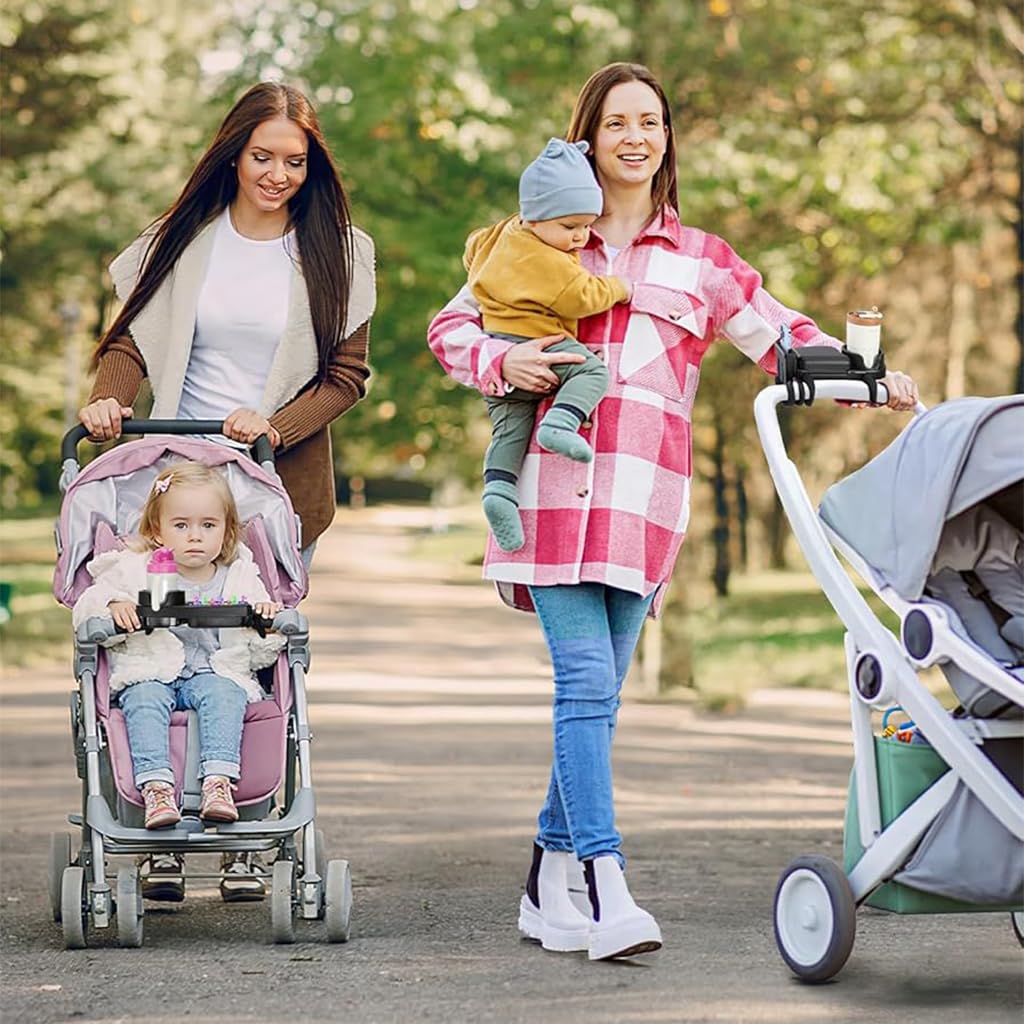 ZIBUYU Universal Stroller Snack Tray with 3 in 1 Cup and Phone Holder | 29×12.8×10.6 cm Adjustable ABS Food Tray