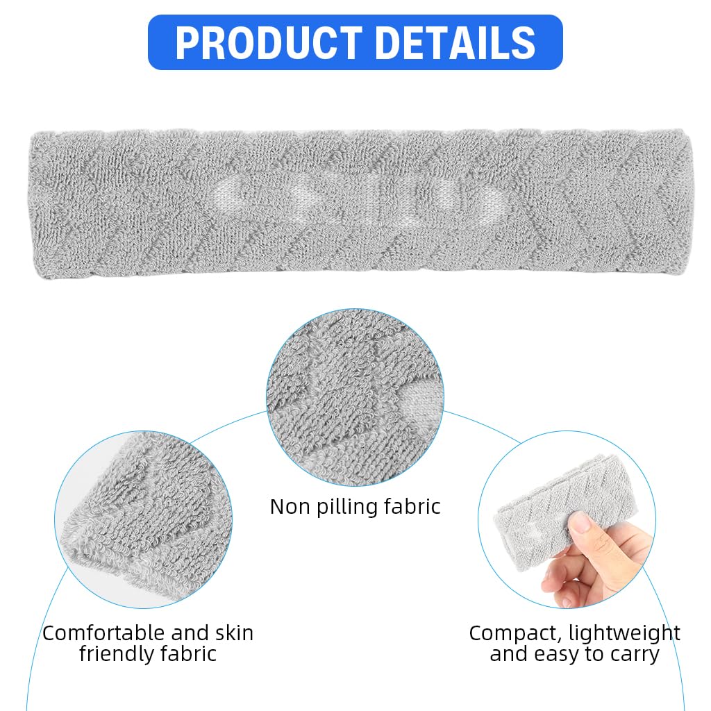 Proberos Sport Headband for Running and Yoga with Anti Slip Silicone Grip | Grey Cotton Blend