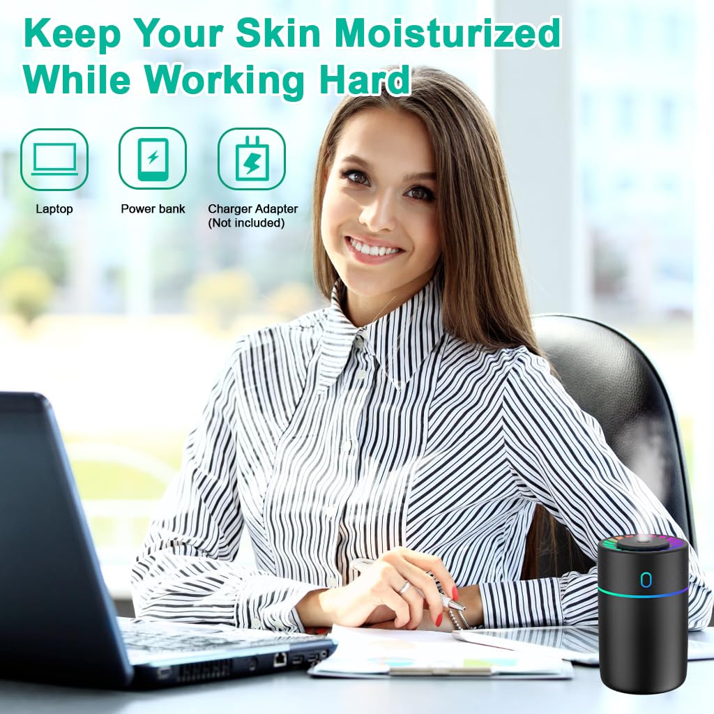 STHIRA Car Humidifier Diffuser for Home Office and Travel with Dual Mist Modes and Colorful LED Lights | 190ml USB Powered Essential Oil Mist Maker