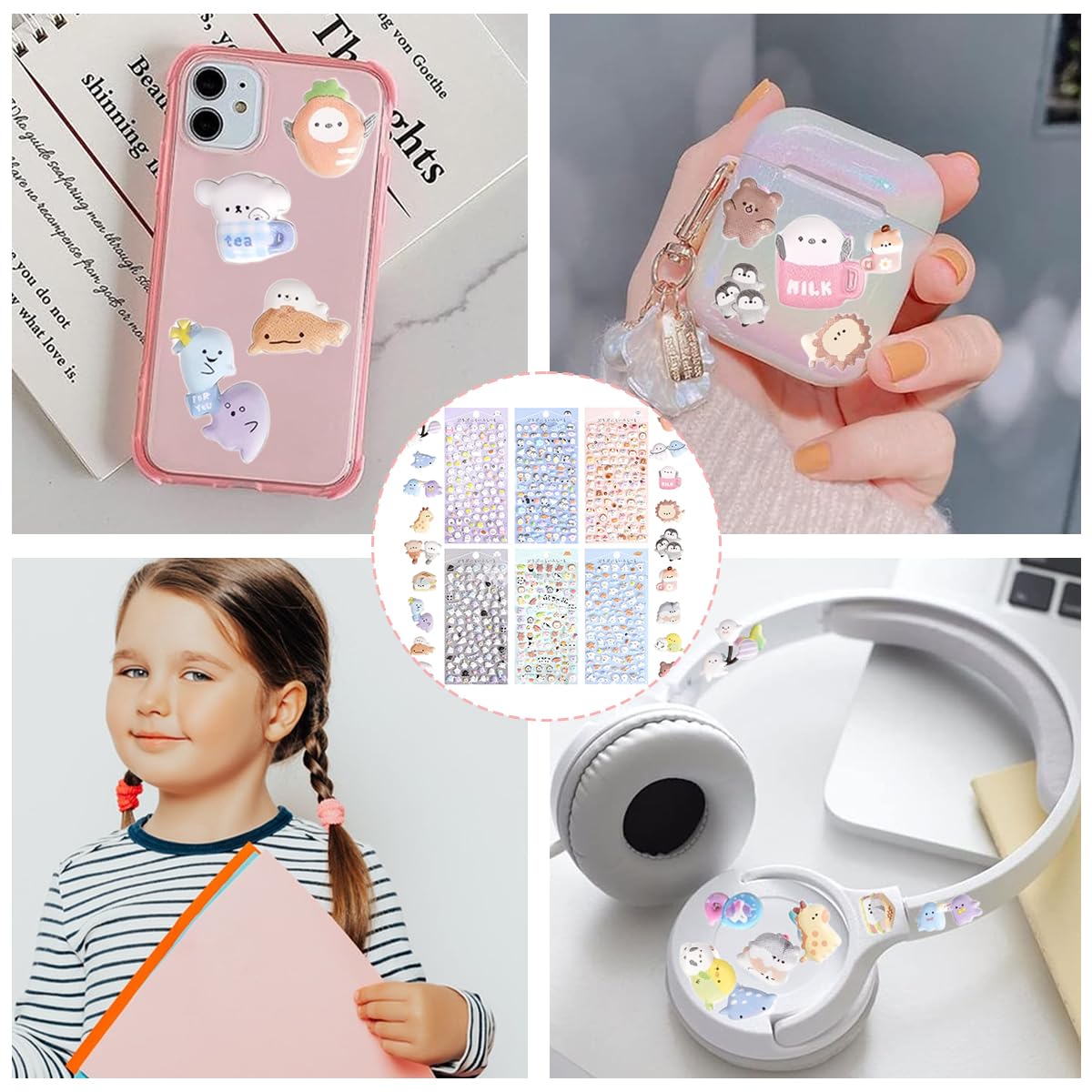 PATPAT Cartoon Stickers for Phones Laptops and Notebooks featuring 3D Vinyl Design 6-Pack