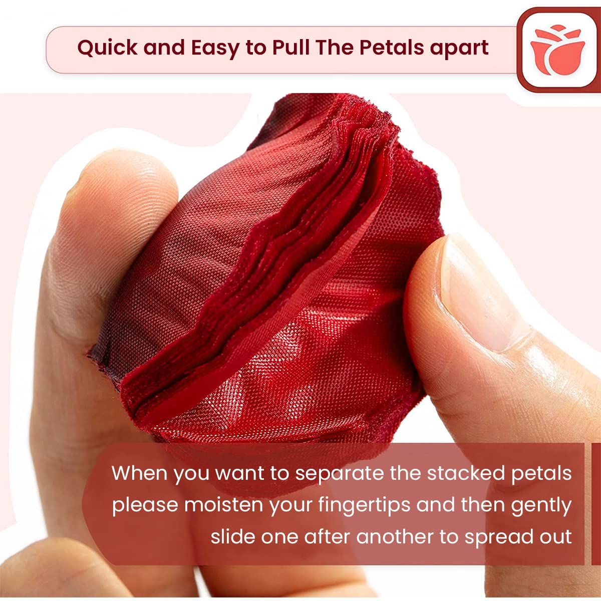 HASTHIP Silk Rose Petals for Wedding and Romantic Decor featuring 2000 pcs 1.61x1.81 in Red | Ideal for Proposals and Anniversaries