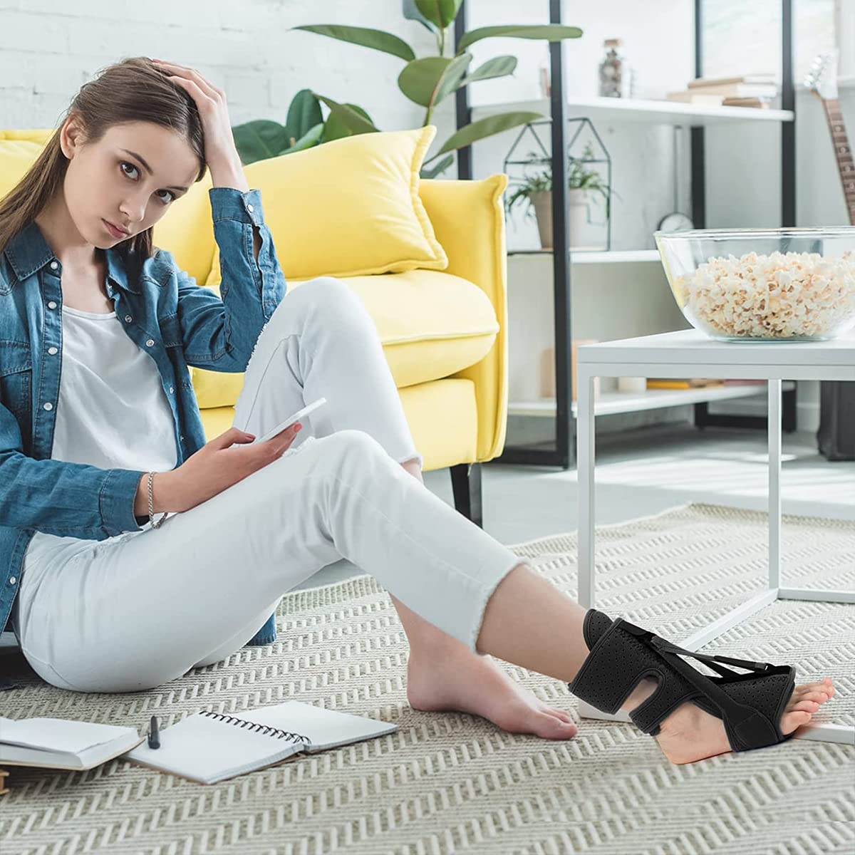 HANNEA Plantar Fasciitis Splint for Day and Night Pain Relief with 70°–90° Flexible Alloy Support | Includes 2 Arch Pads and Massage Ball