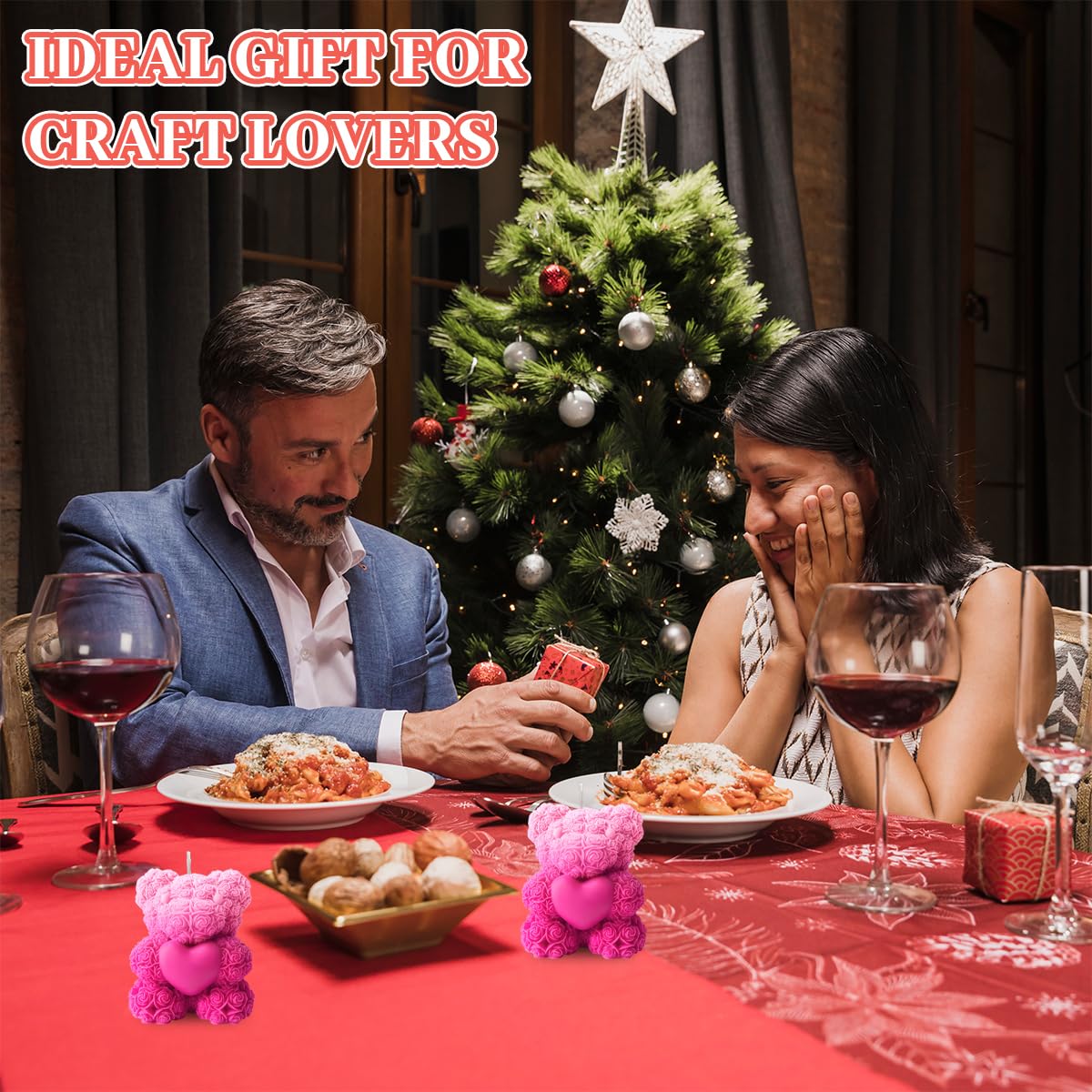 HASTHIP 3D Rose Bear Candle Molds for DIY Soap and Resin Crafts with Non Stick Silicone | Ideal for Gifts and Home Decor