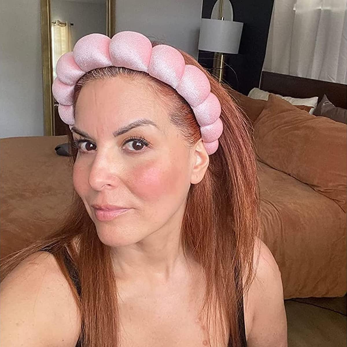 MAYCREATE Spa Headband for Makeup and Face Washing featuring Soft Sponge Clouds Design | 2PCS Pink Set