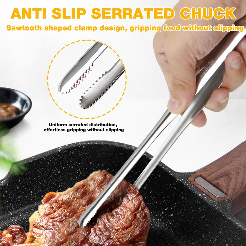 Supvox Cooking Tweezers Set for BBQ and Kitchen Use featuring Serrated Anti Slip Tips and 7 9 12 in Stainless Steel Sizes