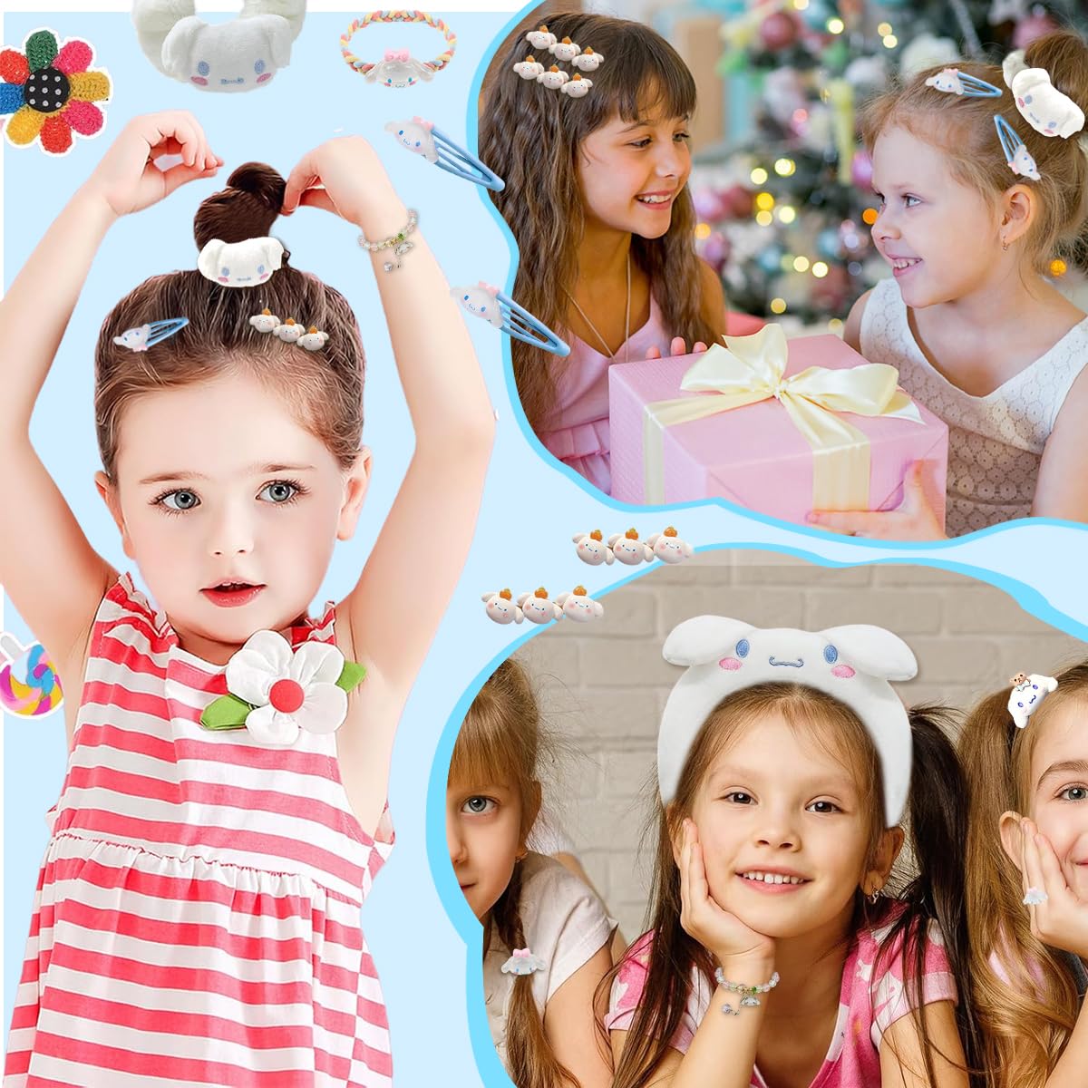 ZIBUYU Cinnamoroll Hair Accessories Set for Girls with 10pcs Hair Clips and Headband | Cute Gift