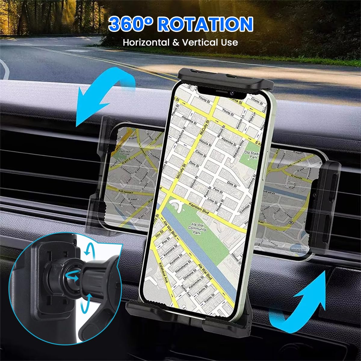 STHIRA Car Phone Holder for Air Vent with 360° Rotation and Screw Grip | Fits 4–11 in Devices