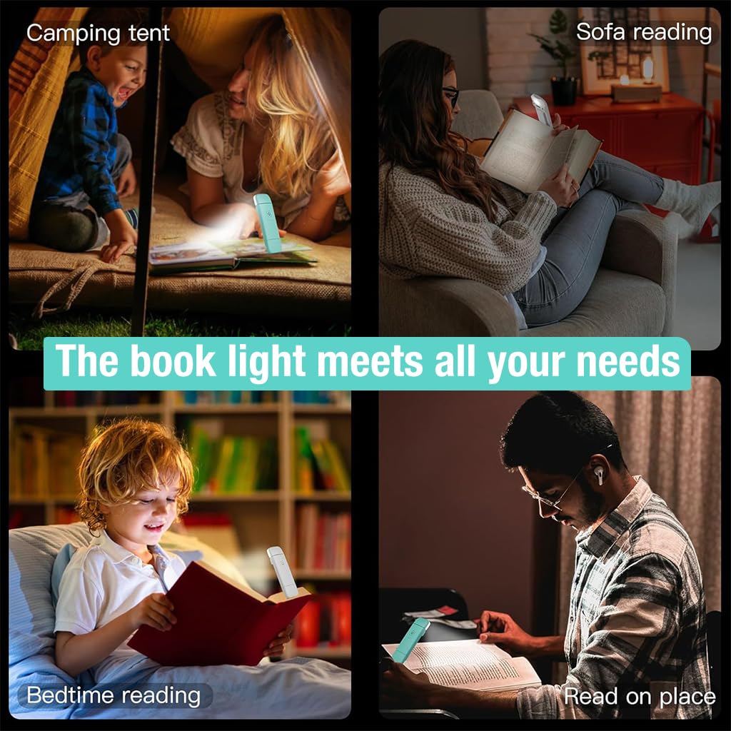 ELEPHANTBOAT® Book Reading Light with Timer, Clip-On Led Bookmark Lamp with 3 Colors & 5 Brightness Dimmable, Mini Night Reading Lamp for Nighttime Reading of Books, Magazines, and Tablets (Black)