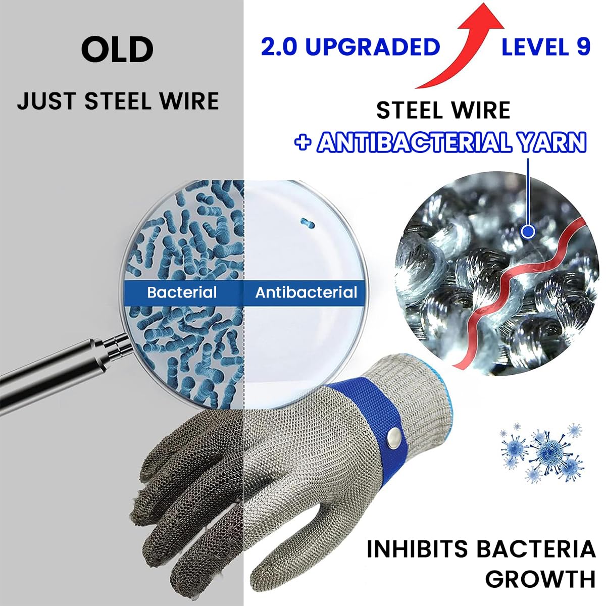 HASTHIP Stainless Steel Mesh Gloves for Fish and Metal Work with Level 9 Cut Protection | Adjustable Fit