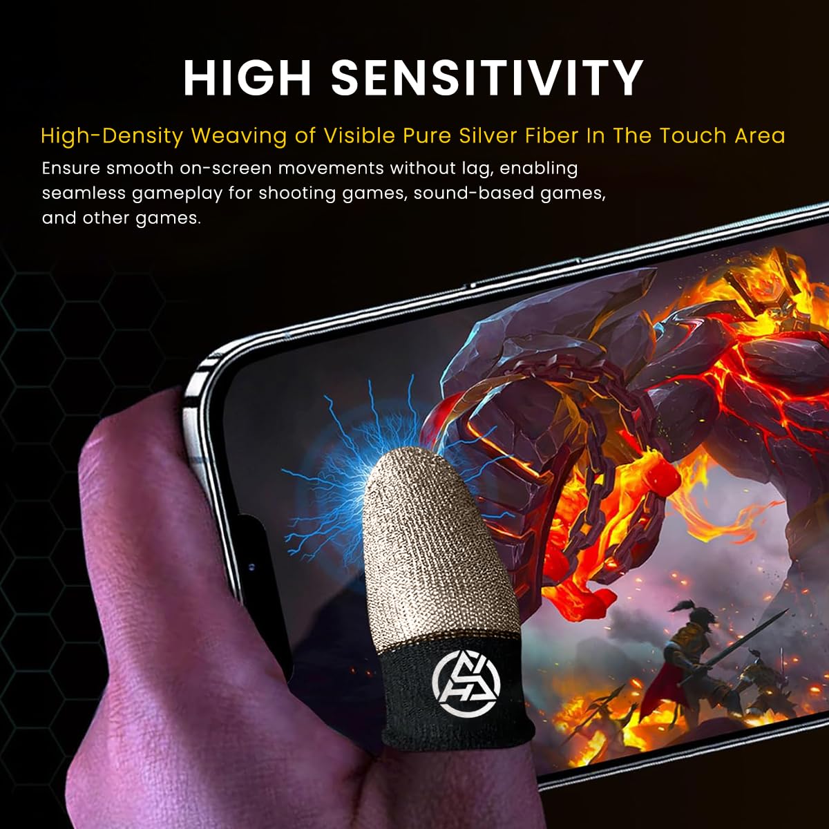 ZORBES Gaming Finger Sleeves for Mobile Game Control featuring Silver Fiber Sensitivity | 12PCS Pack