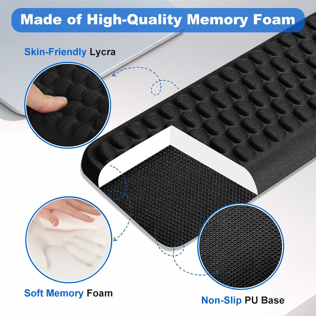 ZORBES Keyboard Wrist Rest Pad for Typing Comfort featuring Memory Foam Cushion 11.8 in Black