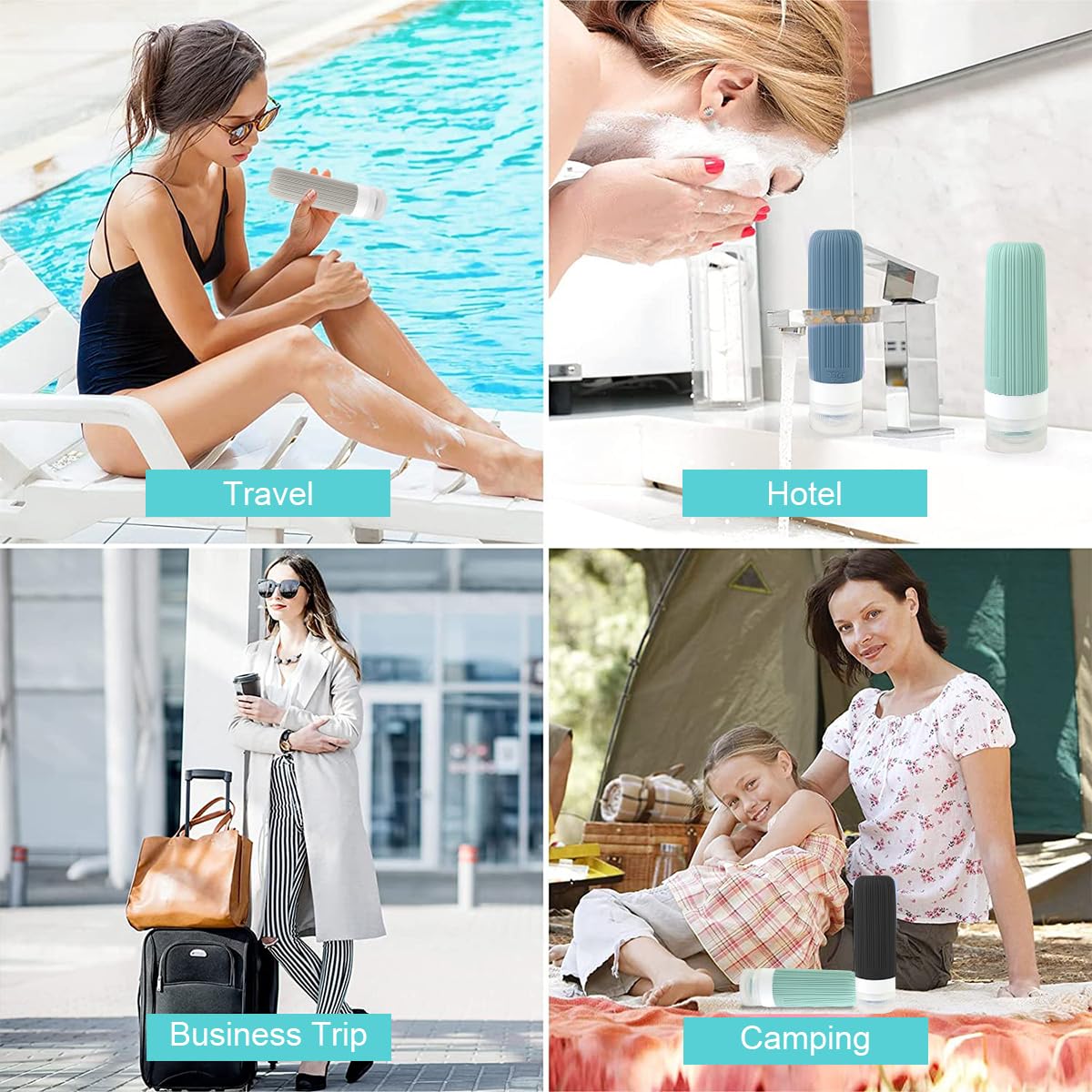 MAYCREATE Travel Bottles for Toiletries with Leakproof Flip Lid & 8pcs 90ml and 40ml Set | TSA Approved Silicone Containers