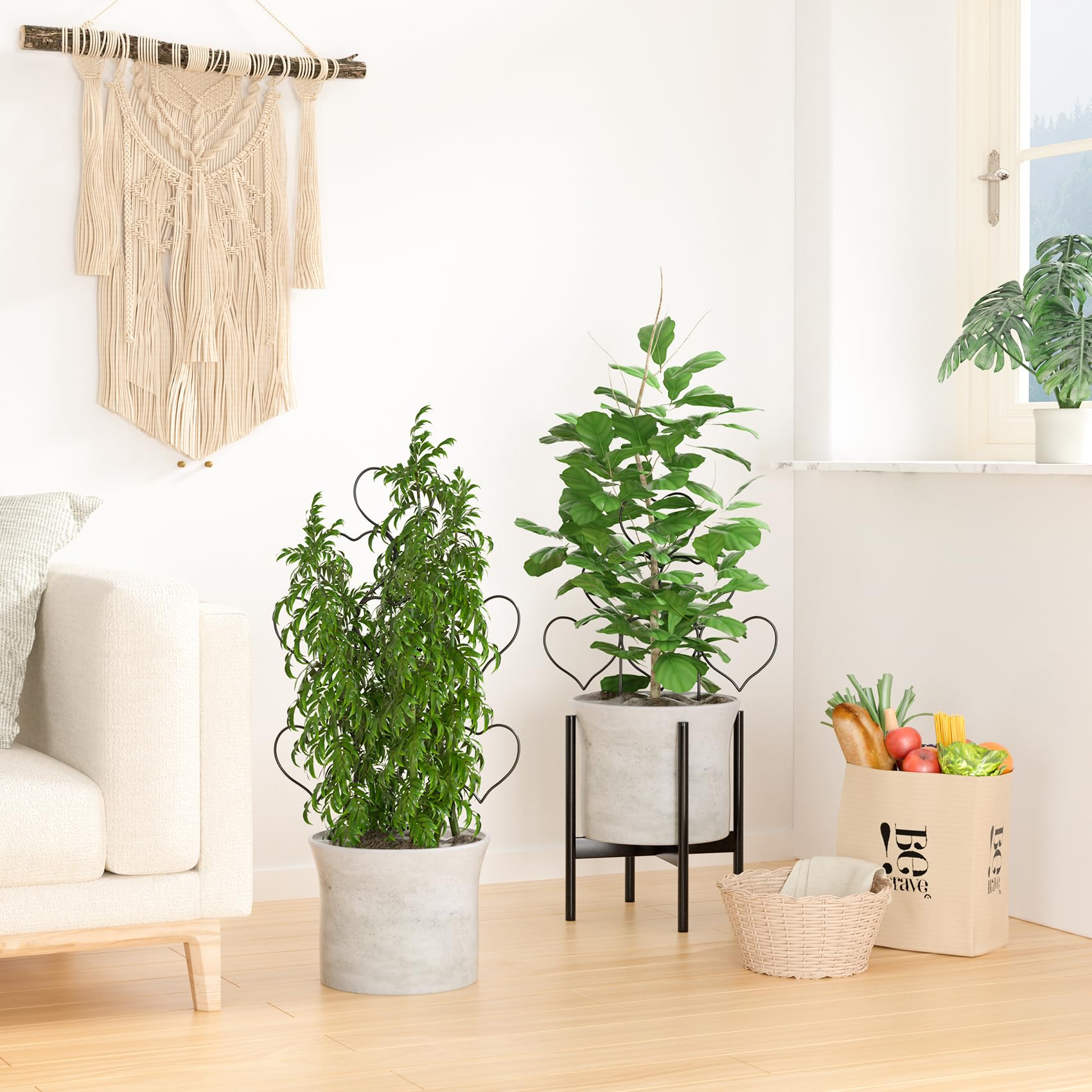 HASTHIP Metal Garden Trellis for Climbing Plants featuring Heart Shaped Grid Design | 3 Pack